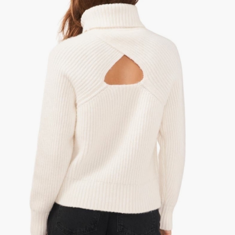 1.STATE Back Cutout Cream Turtleneck Raglan Sleeves Sweater Women's Size XXL NWT - Picture 2 of 6